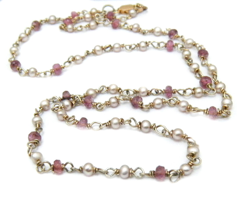 Handmade Pearl and Tourmaline Chain